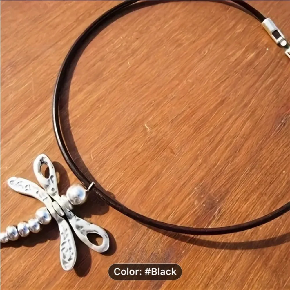 Dragonfly Vintage Statement Pendant Necklace, Bohemian, Boho, Tribal - Picture 4 of 5